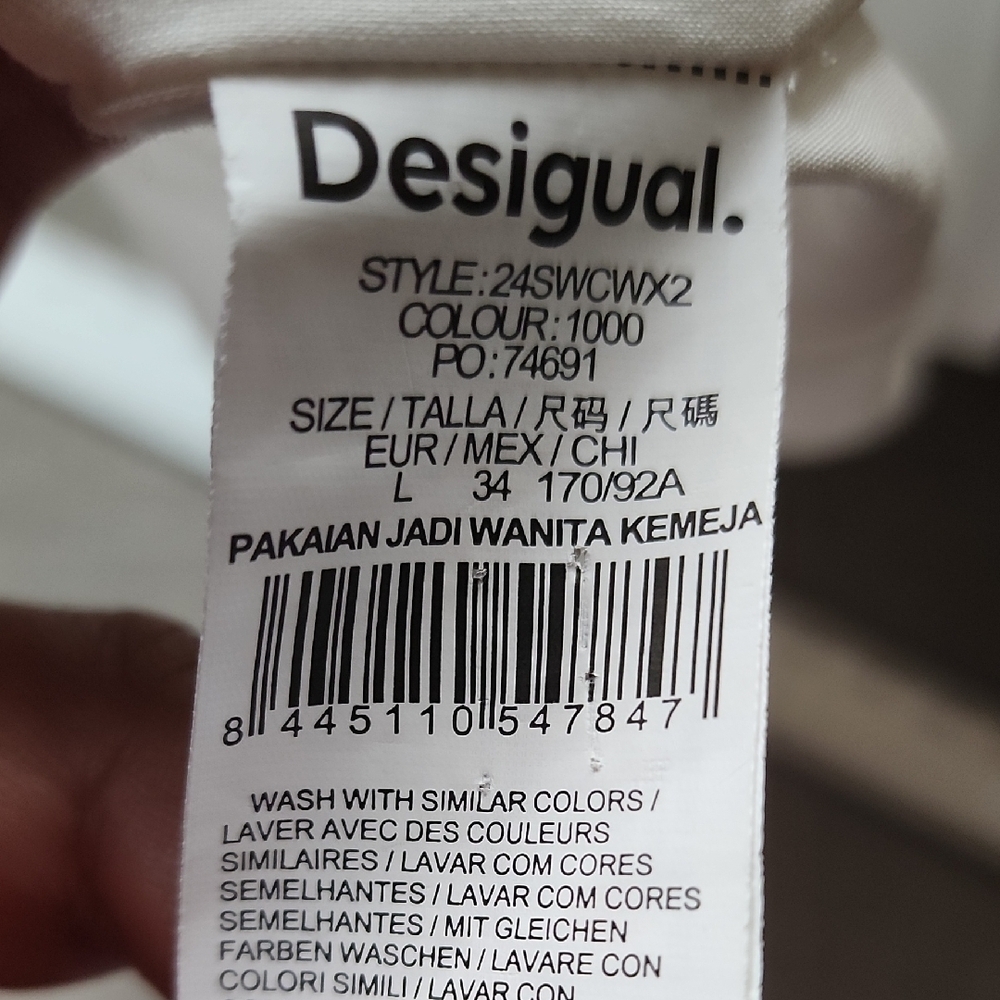 Desigual Butterfly Graphic Button-Up Shirt White Multicolor - Picture 9 of 10